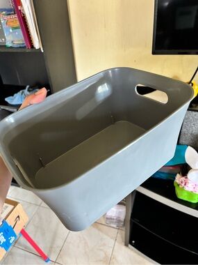 Gray Plastic Storage Bin with Handle - Home Bath (8pieces)